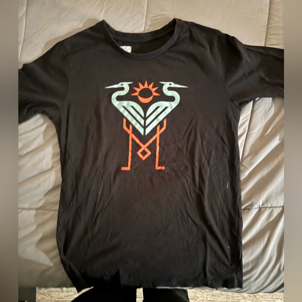 Kids Black Graphic Tee with Heron Design